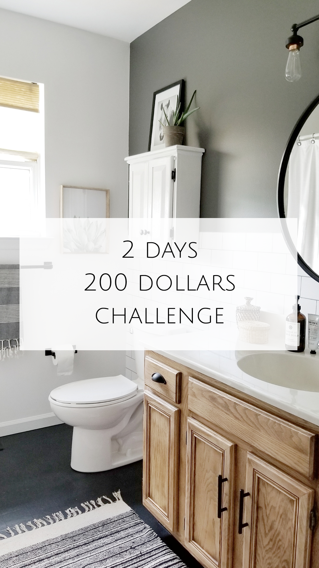 Quick and easy budget bathroom makeover. Cynthia Harper's 2 days 200 dollars challenge.
